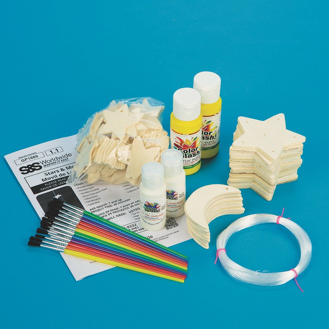 Glow-in the-Dark Moon & Stars Mobile Craft Kit (Pack of 12)