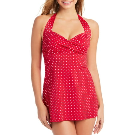 catalina suddenly slim shirred halter swimdress slimming retro