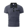 thumbnail image 3 of Tosmy Men's Polo Shirt Male All Seasons Leisure Fashion Design Lapel Button Pocket Short Sleeve Tops Classic Fit, 3 of 9