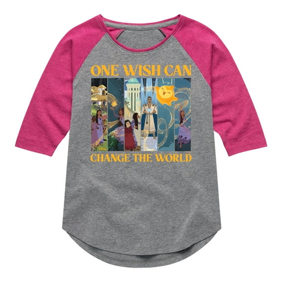 Disney Wish - One Wish Can Change The World - Toddler & Youth Girls Raglan Graphic T-Shirt