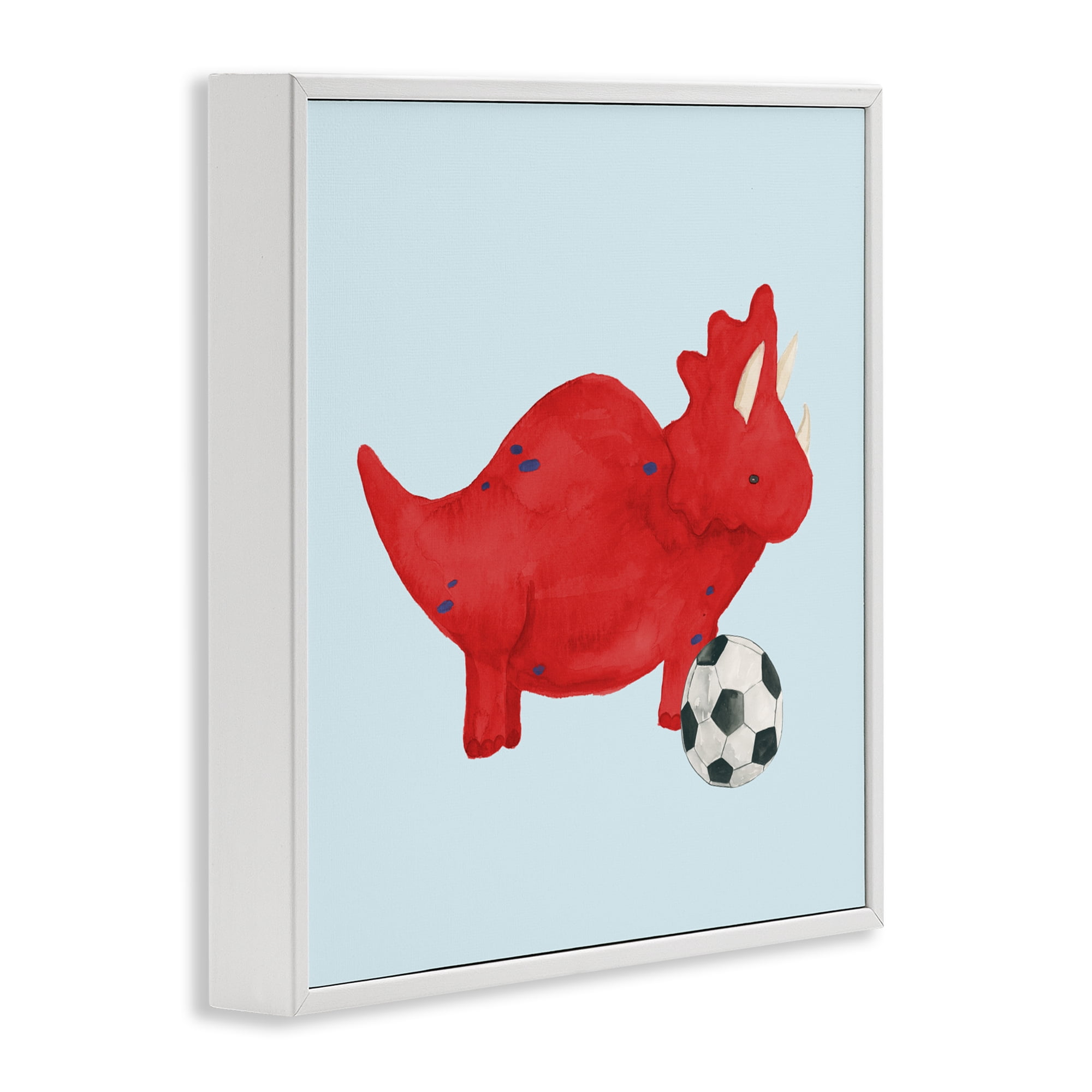 Stupell Industries Baby Dino with Ball White Framed Giclee Art, design by Lucille Price
