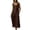Brown, variant on Womens Square Neck Sleeveless Button Down Top and Cropped Wide Leg Pants Two Piece Set Linen Blend Fabric with Side Pockets Casual Summer Coordinated Outfit