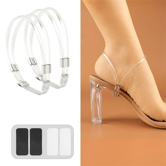 PPgejGEK Elastic High Heel Shoe Straps with Rhinestone Decor Non-Slip Adjustable Ankle Straps for Loose Heels Blister Prevention for Pumps Stilettos and Sandals Reusable and Detachable