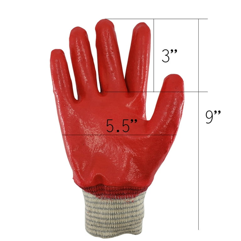 Safe Handler Nitrile Red/Black OSFM Grip Work Gloves (Pack of 12-Pairs)