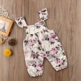 thumbnail image 6 of Douhoow Infant Baby Girls Floral Romper Strap Sleevless Ruffled Jumpsuit Newborn Sunsuit, 6 of 7