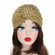 thumbnail image 2 of Zhuge Turbante elástico con volantes y rizos retorcidos con lentejuelas para mujer con broche de cristal extraíble (plateado), 2 of 4