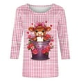 thumbnail image 5 of Women's Valentine's Day Plus Size T-Shirt Cute Cow Printed 3/4 Sleeve Tshirt Crew Neck Graphic Tee,S,D, 5 of 6