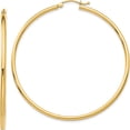 thumbnail image 1 of 14K Yellow Gold Polished 2X55mm Tube Hoop Earrings (55 X 56) Made In Peru t922, 1 of 5