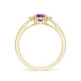 thumbnail image 2 of ANGARA Natural Tapered Shank Amethyst Solitaire Ring with Diamond Accents in 14K Yellow Gold for Women (Size-7x5mm) | February Birthstone, Anniversary, Jewelry Gift for Women | Natural Amethyst Ring, 2 of 8