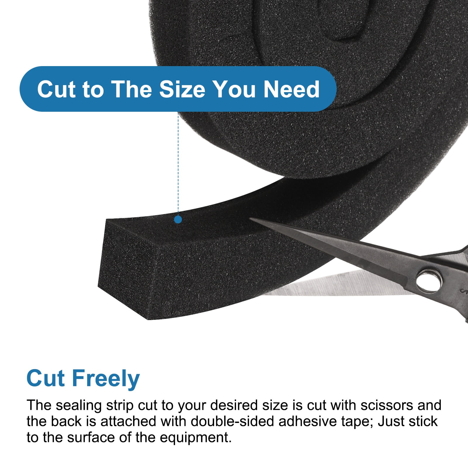 3 Set 3.28ft Foam Seal Strip, 1 Inch Width x 2 Inch Thick Weather Stripping Foam Insulation Tape, EVE Air Conditioner Open Cell Foam Seal Tape for Doors, Windows, Black