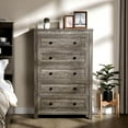 thumbnail image 4 of Papajet Farmhouse 5 Drawers Dresser, Wood Chest for Bedroom, Living Room, Washed Ash, 4 of 7