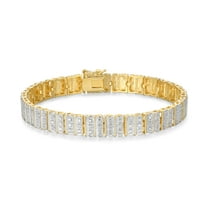 Forever Facets Diamond Accent 4-Row Bracelet in 18k Yellow Gold over Bronze, Adult Female
