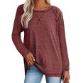thumbnail image 1 of Chemises à Manches Longues pour Femmes Col Ras du Cou Raglan Casual Tunique en Coton en Vrac T-Shirt d'Automne, 1 of 4