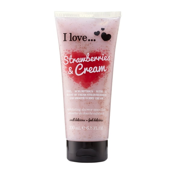 I Love Cosmetics Batido de ducha exfoliante, Fresas y Crema, 200 ml