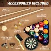 7.5 ft Billiard Pool Table with Cue Rack, Dartboard, and Game Accessories, Tan, by Barrington Billiards