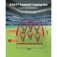 thumbnail image 3 of KFFKFF  8 x 8 ft Football Trainer Throwing Net, Training Throwing Target Practice Net with 6 Target Pockets, Knotless Net Includes Straps and Portable Carry Case, Red, 3 of 9
