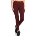 thumbnail image 2 of Solid Fleece Lined Sports Leggings With Side Pockets - Burgundy, 2 of 4
