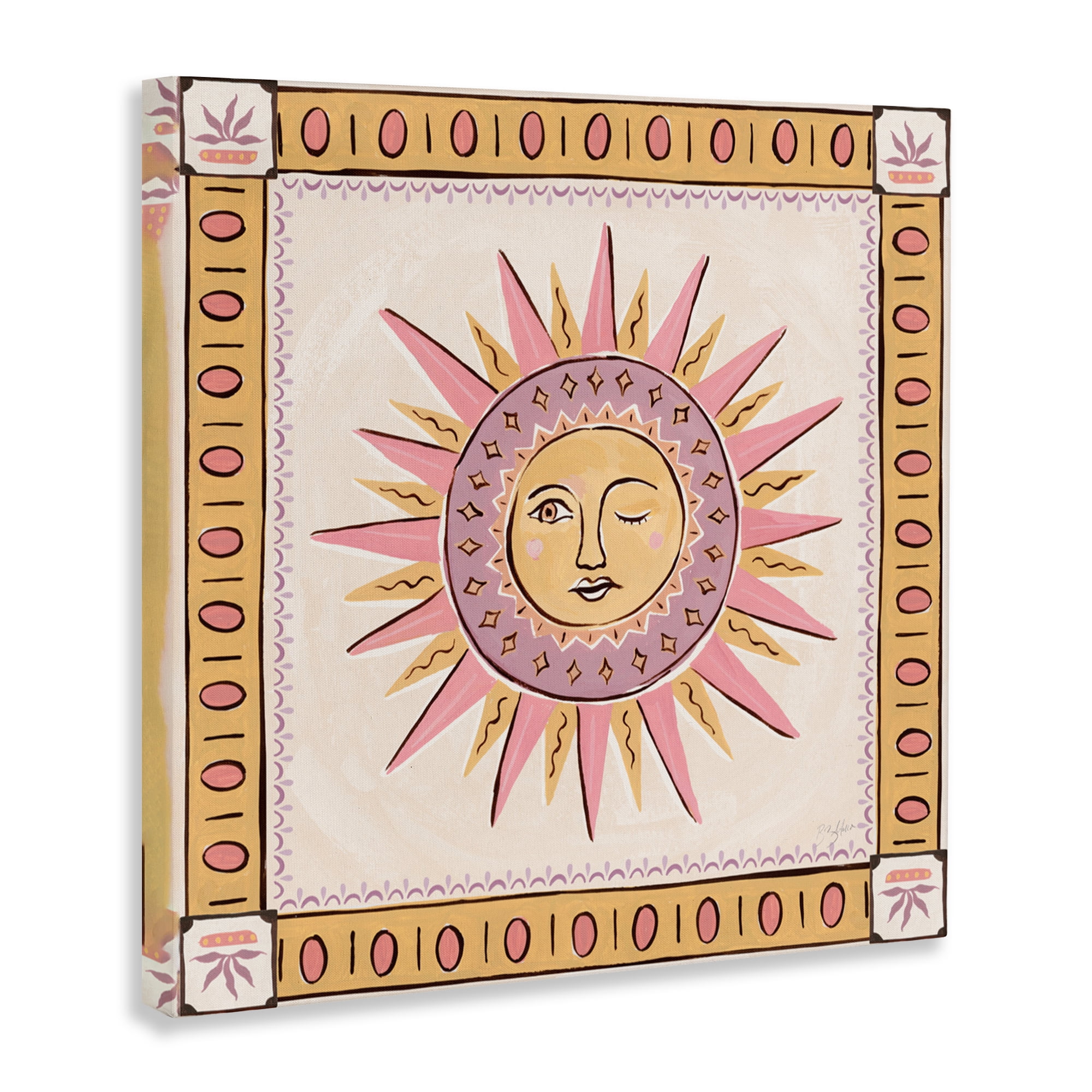 Stupell Industries Pastel Winking Sun with Border Canvas Wall Art, design by Two If By Sea Studios