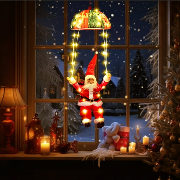 Smart Timer Parachuting Santa String Lights - 8 Modes, Memory Function, 16.4ft Cord, IP44 Waterproof for Indoor/Outdoor Christmas Decor