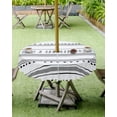 thumbnail image 4 of Outdoor Tablecloth with Umbrella Hole,Boho Ethnic Black White Stripes Spillproof Waterproof Table Cloth Zippered Table Covers,Geometric Abstract Washable Tablecloths for Picnic/Patio, 4 of 6