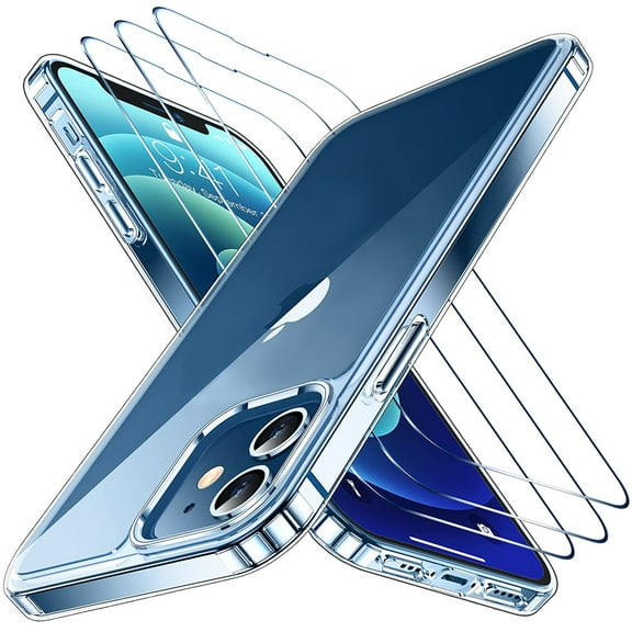 LotFancy Clear Case for iPhone 14 Pro Max 6.7-Inch with 3 Pcs Glass Screen Protector