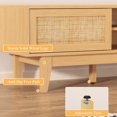 thumbnail image 4 of Wooden Rattan TV Stand for 55 65 70 inch TV, Long & Large TV Media Console Table with Storage Cabinets, Boho Farmhouse Entertainment Center for Living Room, Bedroom - Natural, 4 of 8