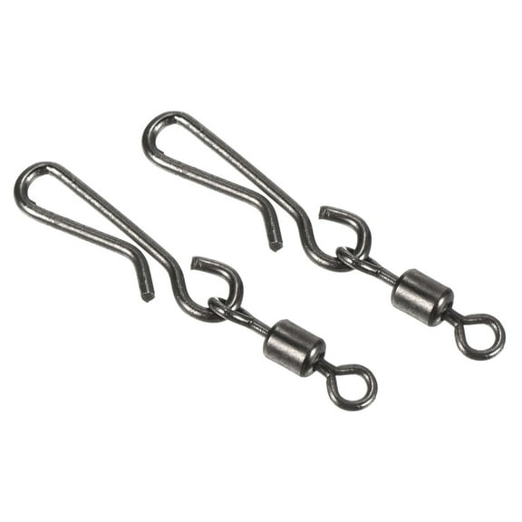 Fishing Rolling Swivel with Hanging Snap, 24lb Stainless Steel Fishing Terminal Tackle, Black 60 Pack