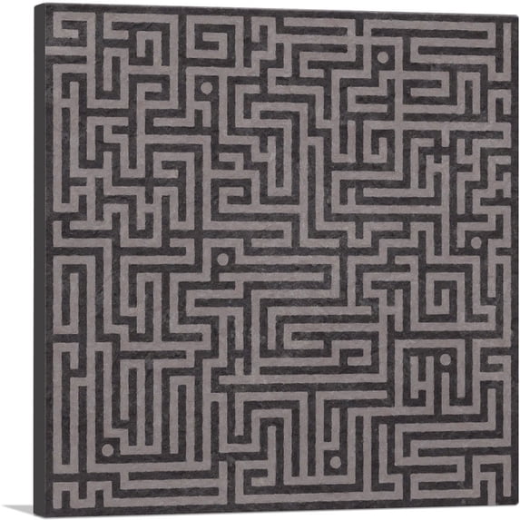 ARTCANVAS Mid-Century Modern Grunge Maze Canvas Art Print - Size: 18" x 18" (1.50" Deep)