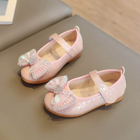 

8QIDA Sandals Girls Size 12.5 Fashion Summer Children Sandals Girls Casual Shoes Flat Bottom Lightweight Rhinestone Pearl Bow Solid Hook Loop 22