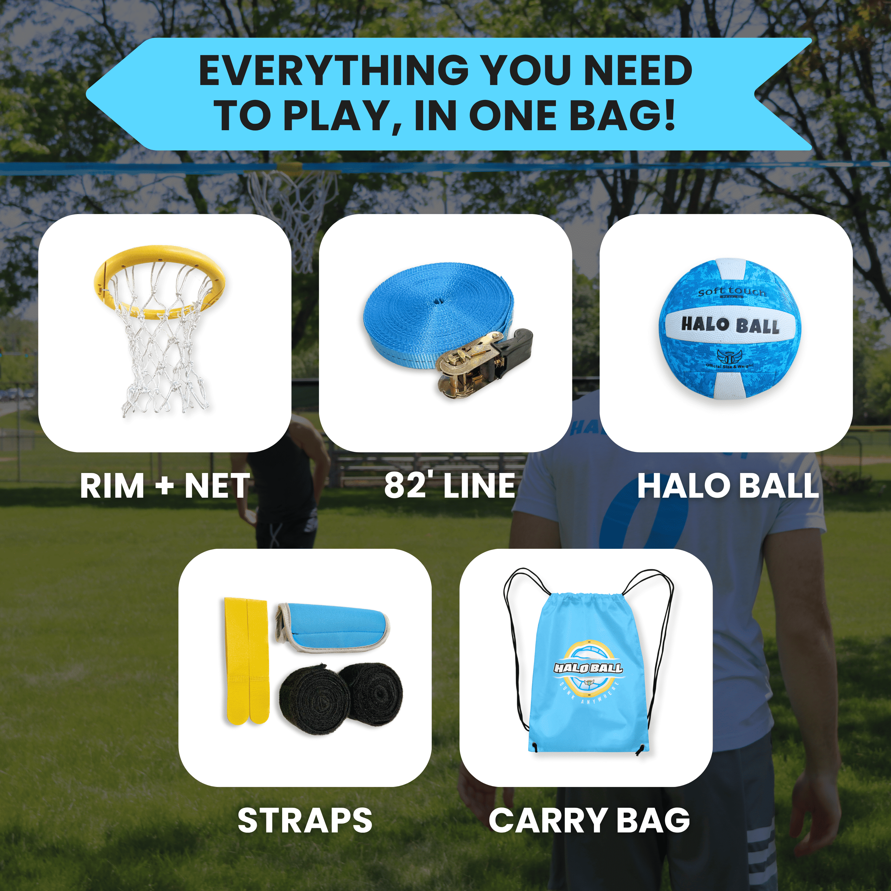 Halo Ball - Floating Basketball Hoop - Play Outdoors at Beach, Park, Backyard, or in a Gym - Portable and Easy to Set Up - New, Fun, Active Game for Boys, Girls, Family