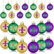 Husfou 12 Pcs Mardi Gras Hanging Decorations Purple Green Gold Ball Ornaments for Mardi Gras Carnival Masquerade Party Home Office Decor