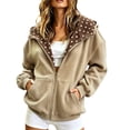 thumbnail image 3 of CONZONE Womens Oversized Polka Dot Hoodies Long Sleeve Zip Up Hooded Sweatshirts for Women Drawstring Fall Winter Pullover Tops with Pocket, 3 of 5