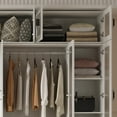 thumbnail image 5 of MEISSALIVVE Modern 6-Door Armoire Wardrobe Closet with Frosted Glass, 85.9''H, Hanging Rod, 2 Drawers, Top Cabinets, Wood Grain, White Bedroom Storage, 5 of 8