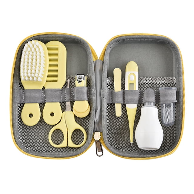 set de manicura Kit de aseo portátil para bebés Juego de cuidado de seguridad para bebés Cortaúñas Lima de uñas Cepillo Peine Aspirador nasal Tijeras Termómetro electrónico Cepillo de dientes para ded TOMSHOO set de manicura