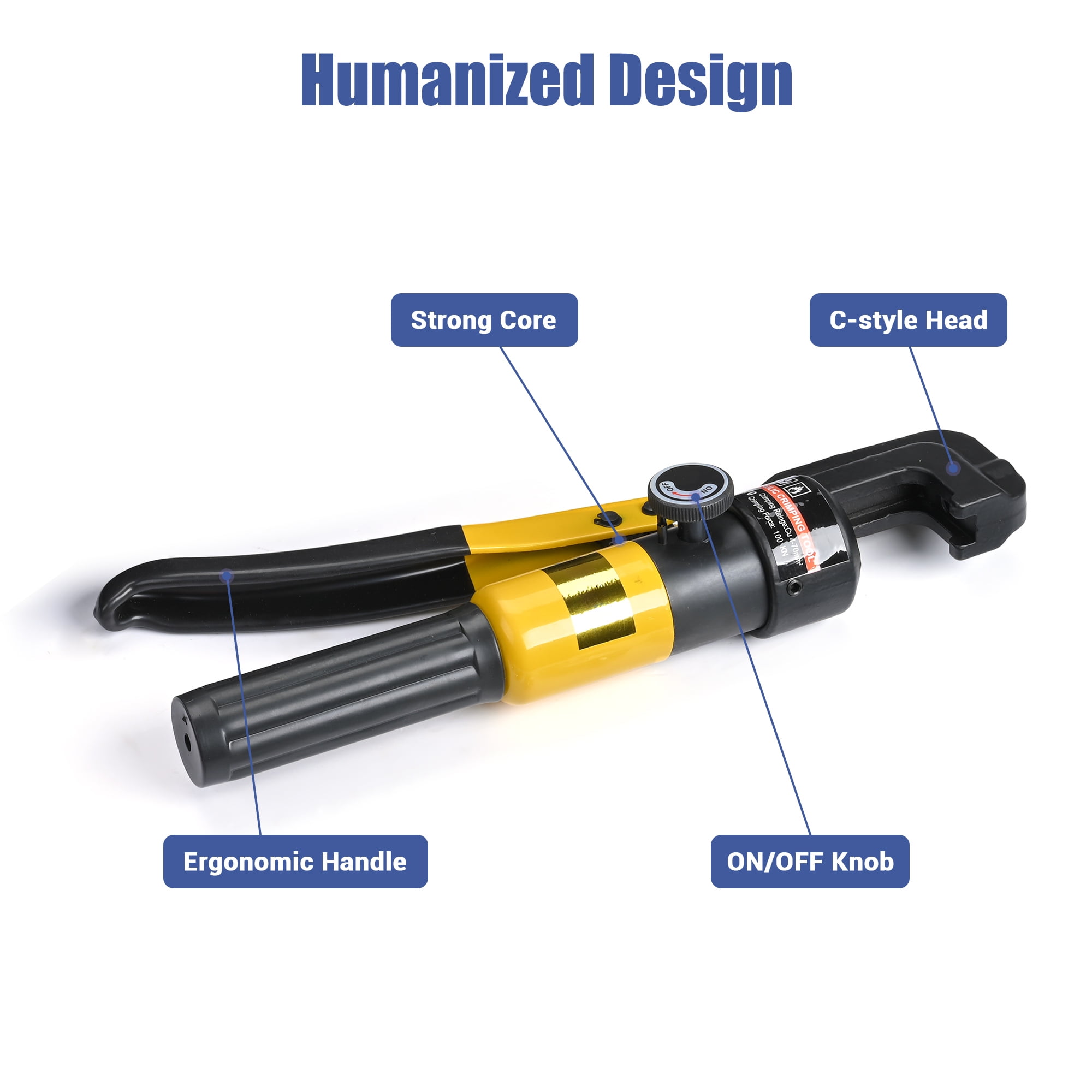 Yescom Hydraulic Crimping Tool Wire Crimper and Cutter for Cable Railing Tensioner 12 to 2/0 AWG Electrical Battery Lug Terminal
