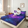 thumbnail image 4 of Castle Fairy Teens Kids Galaxy Cosmos Twin Sheet Sets 3pcs,Outer Space Twin Fitted Sheet Microfiber,Abstract Gradient Universe Breathable Flat Sheet,Ultra Soft Home Decor, 4 of 7