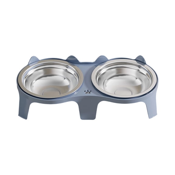 Elevated Dog Bowls for Small Dogs, 3” High Raised Dog Bowl Stand with Dual Stainless Steel Bowls Non-Slip Pet Feeder for Puppy and Cats, Dishwasher Safe Blue