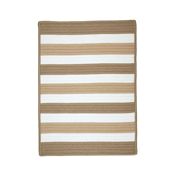 Handmade Rectangular Striped, Brown And White Striped Rug