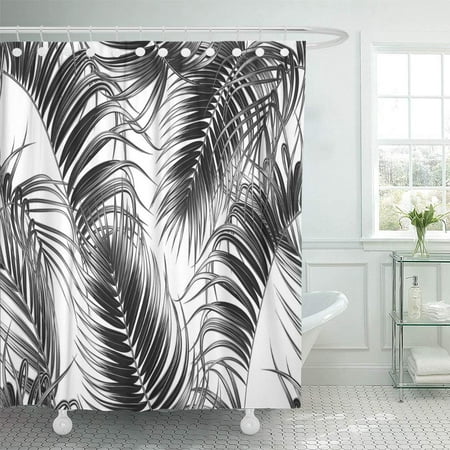 Bsdhome Tree Tropical Palm Leaves, Black Palm Leaf Shower Curtain
