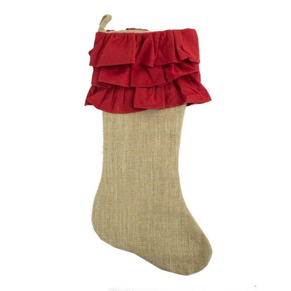 Fennco Styles Capucine Ruffle Red Stocking 13"X19"