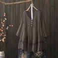 thumbnail image 5 of DuoJiaJ Women Vintage Three Quarter Lace V Neck Plus Size Top T Shirt Blouse Plus Size Off-Shoulder Party Tops Brown L, 5 of 5