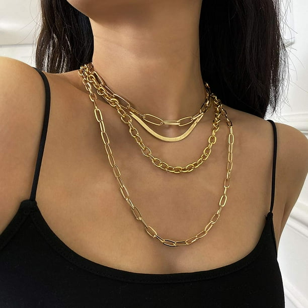 Punk Cuban Link Chain Choker Necklace Chunky Curb Chain Necklace