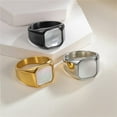 thumbnail image 3 of PAURO Shell Signet Rings for Men Stainless Steel Gold/Silver Plated Simple Square Cool Colorful Personalized Statement Dainty Jewelry Gold Size 11, 3 of 4
