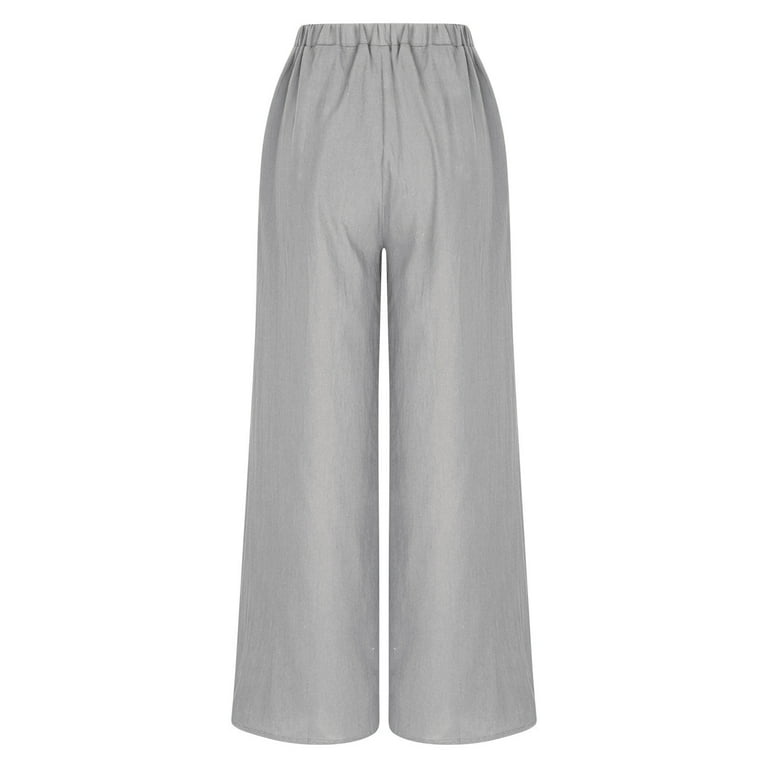 YWDJ Wide Leg Linen Pants for Women Drawstring With Pockets Plus