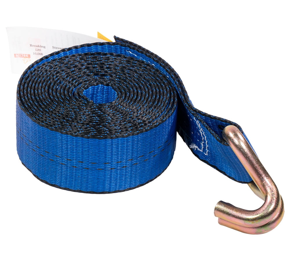 (2 Pack) 2 Inch x 20 FT Blue Ratchet Strap with J Hooks - 10,000 Lbs Breaking Strength - Heavy Duty Tie Down Cargo Truck Straps with Wire Hooks for Flatbed, Truck, Trailers Pickup