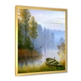 thumbnail image 2 of Designart 'The Bank Of The Lake With The Boat' Traditional Framed Art Print, 2 of 4