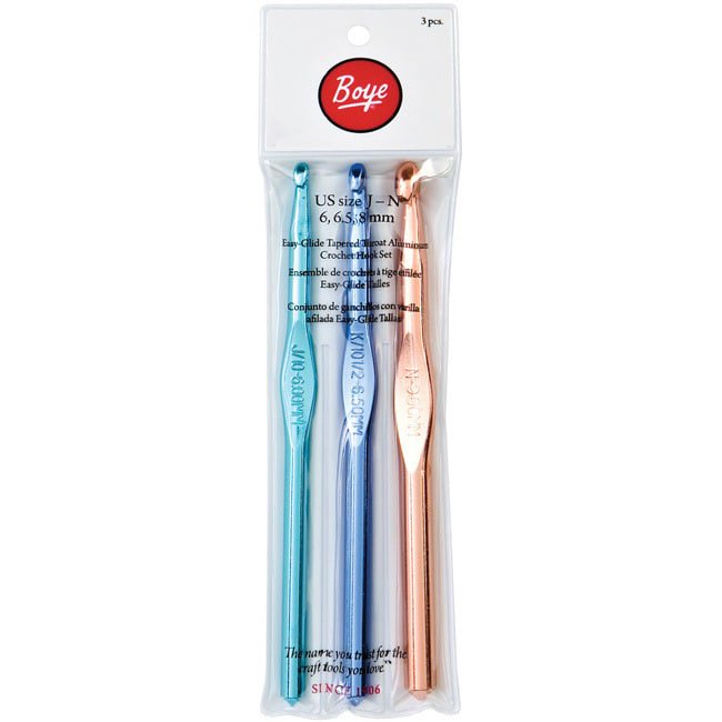 Boye Aluminum Crochet Hook Set, Sizes J, K and N