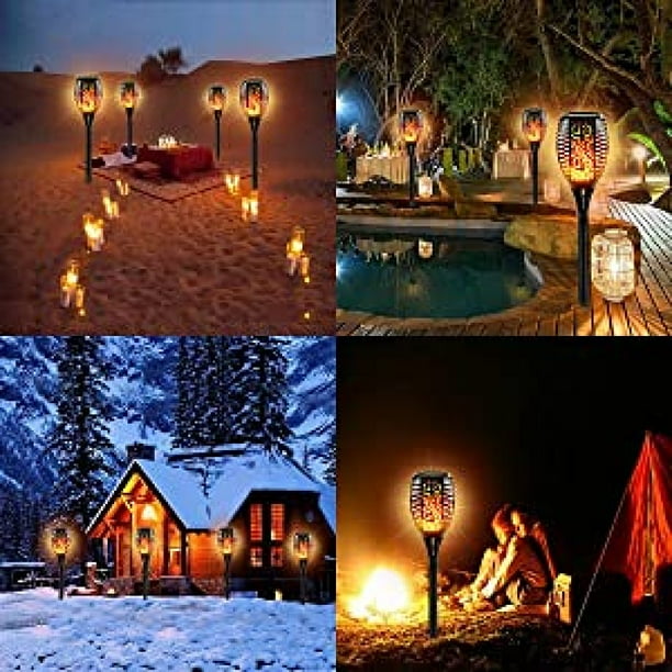 Lot De 4 Lampes Torches Solaires Avec Effet De Flamme Vacillante Lanterne Solaire Etanche Pour Entree De Jardin Chemin Acces Terrasse Exterieure 87404640