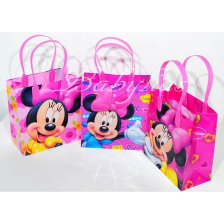 12 Minnie Mouse Party Favor Bags Birthday Candy Treat Favors Gifts Plastic Bolsas De Recuerdo