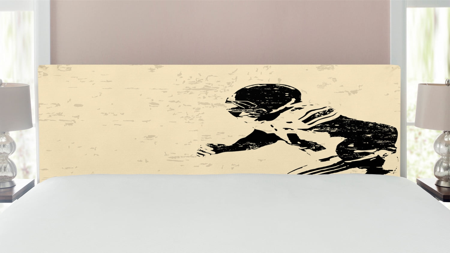 Sports Headboard, Rugby Player in Action Running Success in Arena Playground Sport Best Team